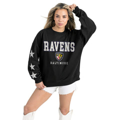 Baltimore Ravens Gameday Couture Women's Velocity Relaxed Rhinestone Pullover Sweatshirt Black - NFL