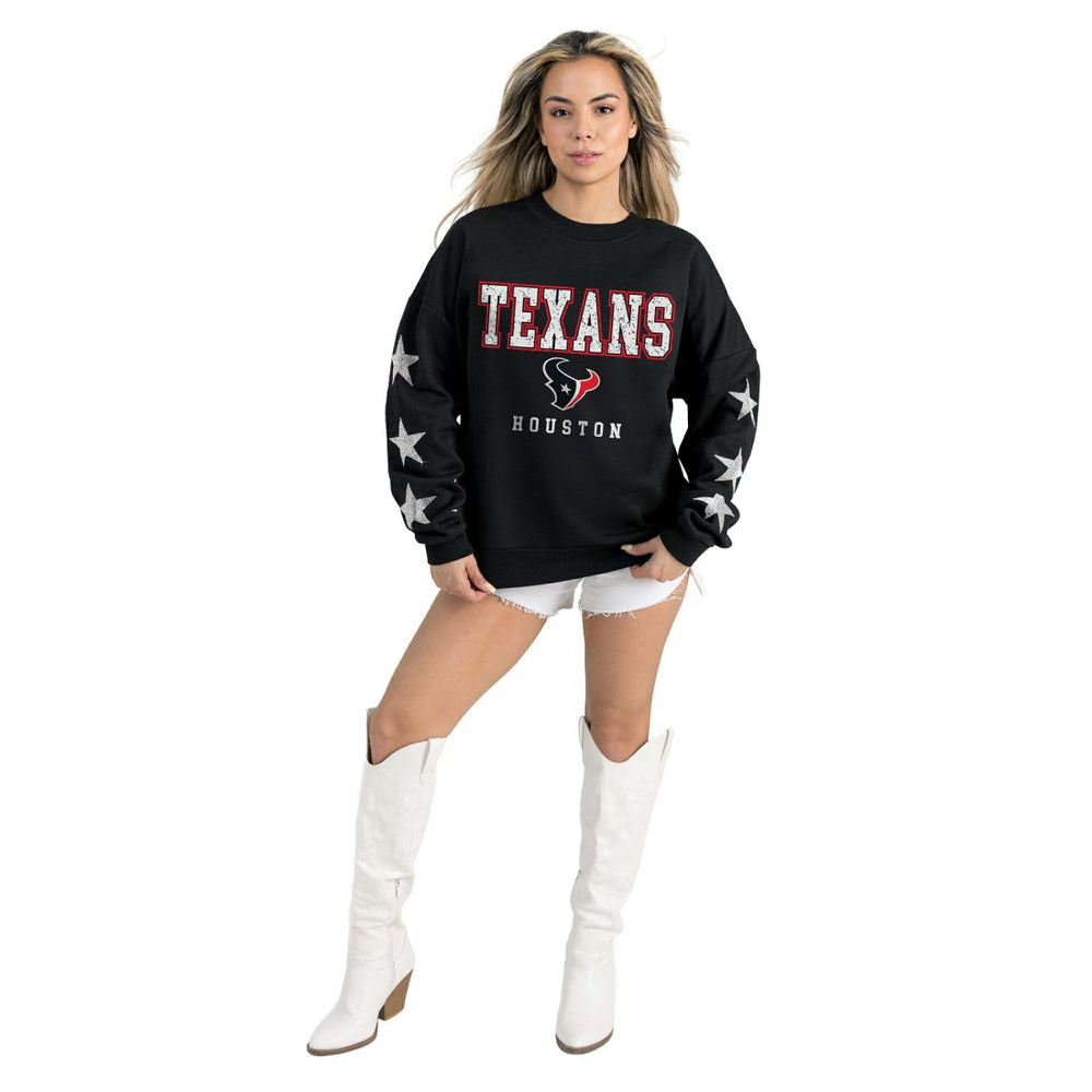 Houston Texans Gameday Couture Women's Velocity Relaxed Rhinestone Pullover Sweatshirt Black - NFL