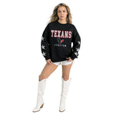 Houston Texans Gameday Couture Women's Velocity Relaxed Rhinestone Pullover Sweatshirt Black - NFL