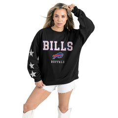 Buffalo Bills Gameday Couture Women's Velocity Relaxed Rhinestone Pullover Sweatshirt Black - NFL