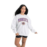 Minnesota Vikings Gameday Couture Women's Traditional Logo Oversized Premium Fleece Pullover Sweatshirt Ash - NFL