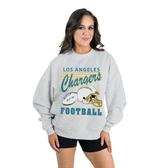 Los Angeles Chargers Gameday Couture Women's Home Turf Oversized Premium Fleece Pullover Sweatshirt Ash - NFL
