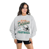 Miami Dolphins Gameday Couture Women's Home Turf Oversized Premium Fleece Pullover Sweatshirt Ash - NFL