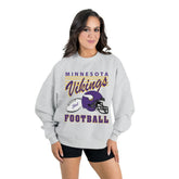 Minnesota Vikings Gameday Couture Women's Home Turf Oversized Premium Fleece Pullover Sweatshirt Ash - NFL