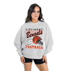Cincinnati Bengals Gameday Couture Women's Home Turf Oversized Premium Fleece Pullover Sweatshirt Ash - NFL