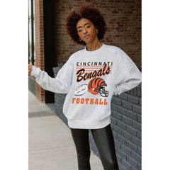 Cincinnati Bengals Gameday Couture Women's Home Turf Oversized Premium Fleece Pullover Sweatshirt Ash - NFL