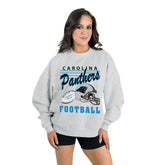Carolina Panthers Gameday Couture Women's Home Turf Oversized Premium Fleece Pullover Sweatshirt Ash - NFL