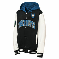 Mitchell & Ness - Minnesota Timberwolves Youth Hardwood Classics Courtside Fleece Full-Snap Hooded Jacket - Black