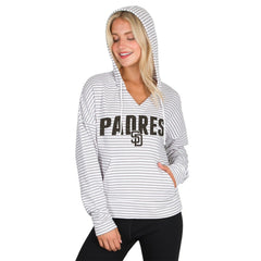 San Diego Padres Concepts Sport Women's Liftoff Striped V-Neck Hoodie Near Me