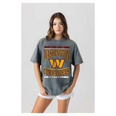 Washington Commanders Gameday Couture Women's Oversized Classic Grind Washed T-Shirt Gray - NFL