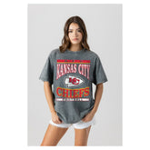 Kansas City Chiefs Gameday Couture Women's Oversized Classic Grind Washed T-Shirt Gray - NFL