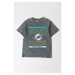 Miami Dolphins Gameday Couture Women's Oversized Classic Grind Washed T-Shirt Gray - NFL