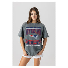 New England Patriots Gameday Couture Women's Oversized Classic Grind Washed T-Shirt Gray - NFL
