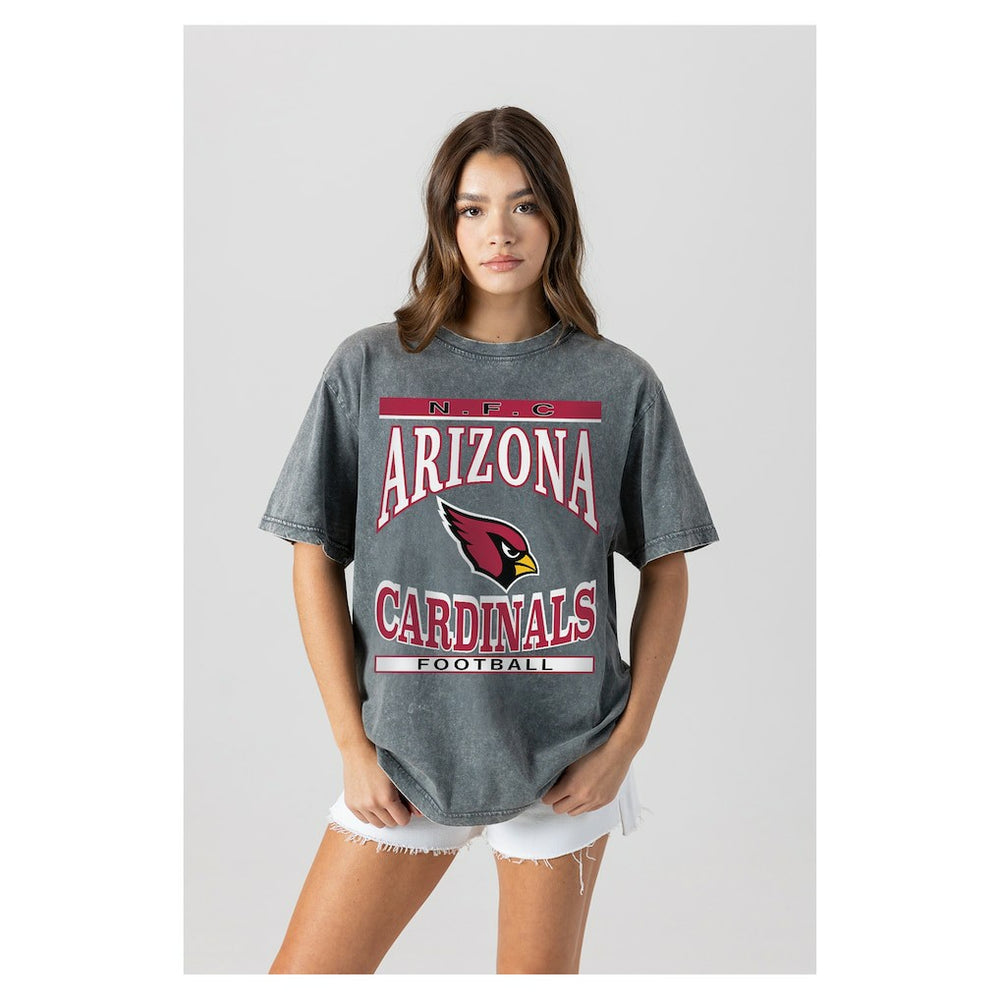 Arizona Cardinals Gameday Couture Women's Oversized Classic Grind Washed T-Shirt Gray - NFL