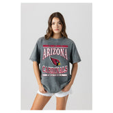 Arizona Cardinals Gameday Couture Women's Oversized Classic Grind Washed T-Shirt Gray - NFL