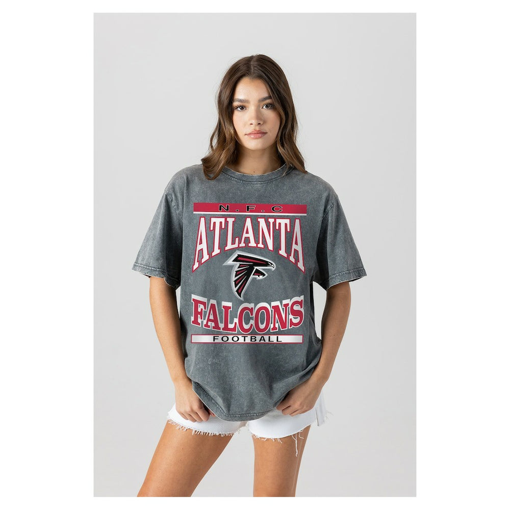 Atlanta Falcons Gameday Couture Women's Oversized Classic Grind Washed T-Shirt Gray - NFL