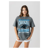 Carolina Panthers Gameday Couture Women's Oversized Classic Grind Washed T-Shirt Gray - NFL