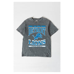 Detroit Lions Gameday Couture Women's Oversized Classic Grind Washed T-Shirt Gray - NFL