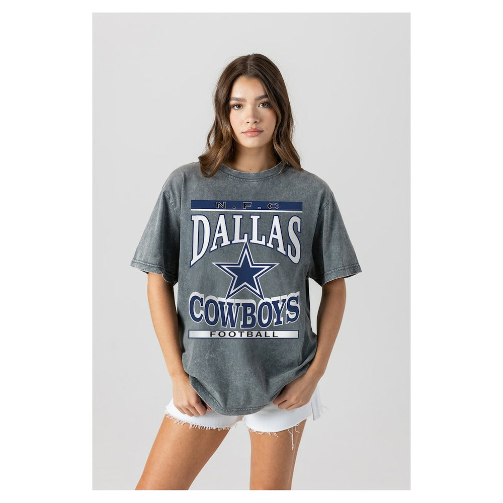 Dallas Cowboys Gameday Couture Women's Oversized Classic Grind Washed T-Shirt Gray - NFL