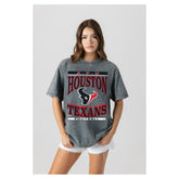 Houston Texans Gameday Couture Women's Oversized Classic Grind Washed T-Shirt Gray - NFL
