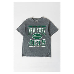 New York Jets Gameday Couture Women's Oversized Classic Grind Washed T-Shirt Gray - NFL
