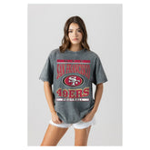 San Francisco 49ers Gameday Couture Women's Oversized Classic Grind Washed T-Shirt Gray - NFL