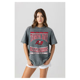 Tampa Bay Buccaneers Gameday Couture Women's Oversized Classic Grind Washed T-Shirt Gray - NFL