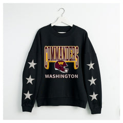 Washington Commanders Gameday Couture Women's Pure Victory Rhinestud Star-Sleeve Pullover Sweatshirt Black - NFL