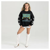 Jacksonville Jaguars Gameday Couture Women's Pure Victory Rhinestud Star-Sleeve Pullover Sweatshirt Black - NFL