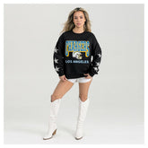 Los Angeles Chargers Gameday Couture Women's Pure Victory Rhinestud Star-Sleeve Pullover Sweatshirt Black - NFL