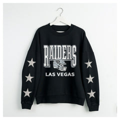 Las Vegas Raiders Gameday Couture Women's Pure Victory Rhinestud Star-Sleeve Pullover Sweatshirt Black - NFL