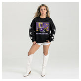 Minnesota Vikings Gameday Couture Women's Pure Victory Rhinestud Star-Sleeve Pullover Sweatshirt Black - NFL