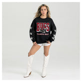Tampa Bay Buccaneers Gameday Couture Women's Pure Victory Rhinestud Star-Sleeve Pullover Sweatshirt Black - NFL