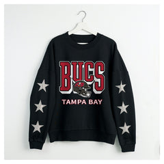Tampa Bay Buccaneers Gameday Couture Women's Pure Victory Rhinestud Star-Sleeve Pullover Sweatshirt Black - NFL