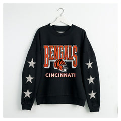 Cincinnati Bengals Gameday Couture Women's Pure Victory Rhinestud Star-Sleeve Pullover Sweatshirt Black - NFL