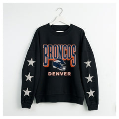 Denver Broncos Gameday Couture Women's Pure Victory Rhinestud Star-Sleeve Pullover Sweatshirt Black - NFL