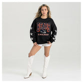 Chicago Bears Gameday Couture Women's Pure Victory Rhinestud Star-Sleeve Pullover Sweatshirt Black - NFL