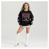 Houston Texans Gameday Couture Women's Pure Victory Rhinestud Star-Sleeve Pullover Sweatshirt Black - NFL