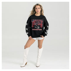 Houston Texans Gameday Couture Women's Pure Victory Rhinestud Star-Sleeve Pullover Sweatshirt Black - NFL