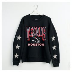 Houston Texans Gameday Couture Women's Pure Victory Rhinestud Star-Sleeve Pullover Sweatshirt Black - NFL