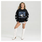 Indianapolis Colts Gameday Couture Women's Pure Victory Rhinestud Star-Sleeve Pullover Sweatshirt Black - NFL