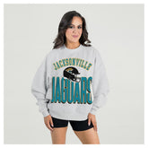 Jacksonville Jaguars Gameday Couture Women's Fierce Focus Premium Oversized Fleece Pullover Sweatshirt Ash - NFL