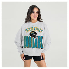 Jacksonville Jaguars Gameday Couture Women's Fierce Focus Premium Oversized Fleece Pullover Sweatshirt Ash - NFL