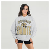 New Orleans Saints Gameday Couture Women's Fierce Focus Premium Oversized Fleece Pullover Sweatshirt Ash - NFL