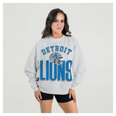 Detroit Lions Gameday Couture Women's Fierce Focus Premium Oversized Fleece Pullover Sweatshirt Ash - NFL
