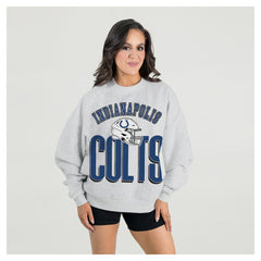 Indianapolis Colts Gameday Couture Women's Fierce Focus Premium Oversized Fleece Pullover Sweatshirt Ash - NFL