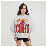 Kansas City Chiefs Gameday Couture Women's Fierce Focus Premium Oversized Fleece Pullover Sweatshirt Ash - NFL