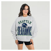 Seattle Seahawks Gameday Couture Women's Fierce Focus Premium Oversized Fleece Pullover Sweatshirt Ash - NFL