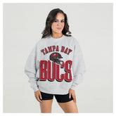 Tampa Bay Buccaneers Gameday Couture Women's Fierce Focus Premium Oversized Fleece Pullover Sweatshirt Ash - NFL