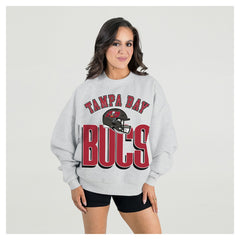 Tampa Bay Buccaneers Gameday Couture Women's Fierce Focus Premium Oversized Fleece Pullover Sweatshirt Ash - NFL